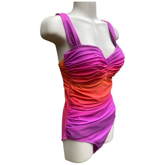 NWT Bleu Rod Beattie Ombre Shirred One Piece Swimsuit Size 8 Underwire Resort - Picture 5 of 16